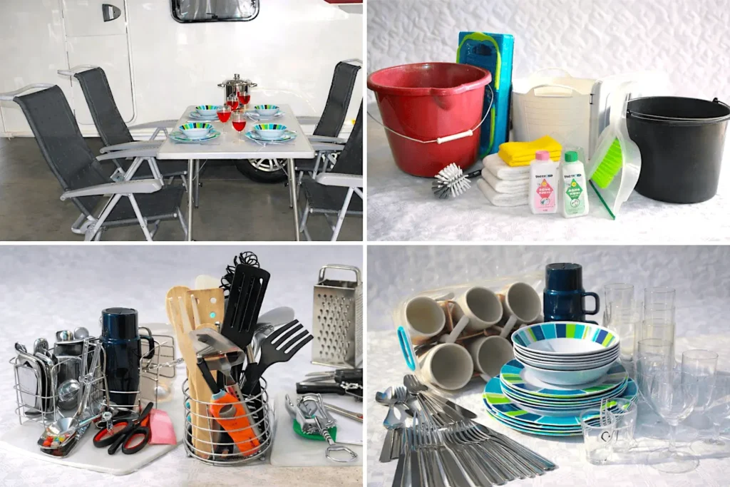 Bij het huren van caravan of camper, een complete inventaris, zonder extra kosten.